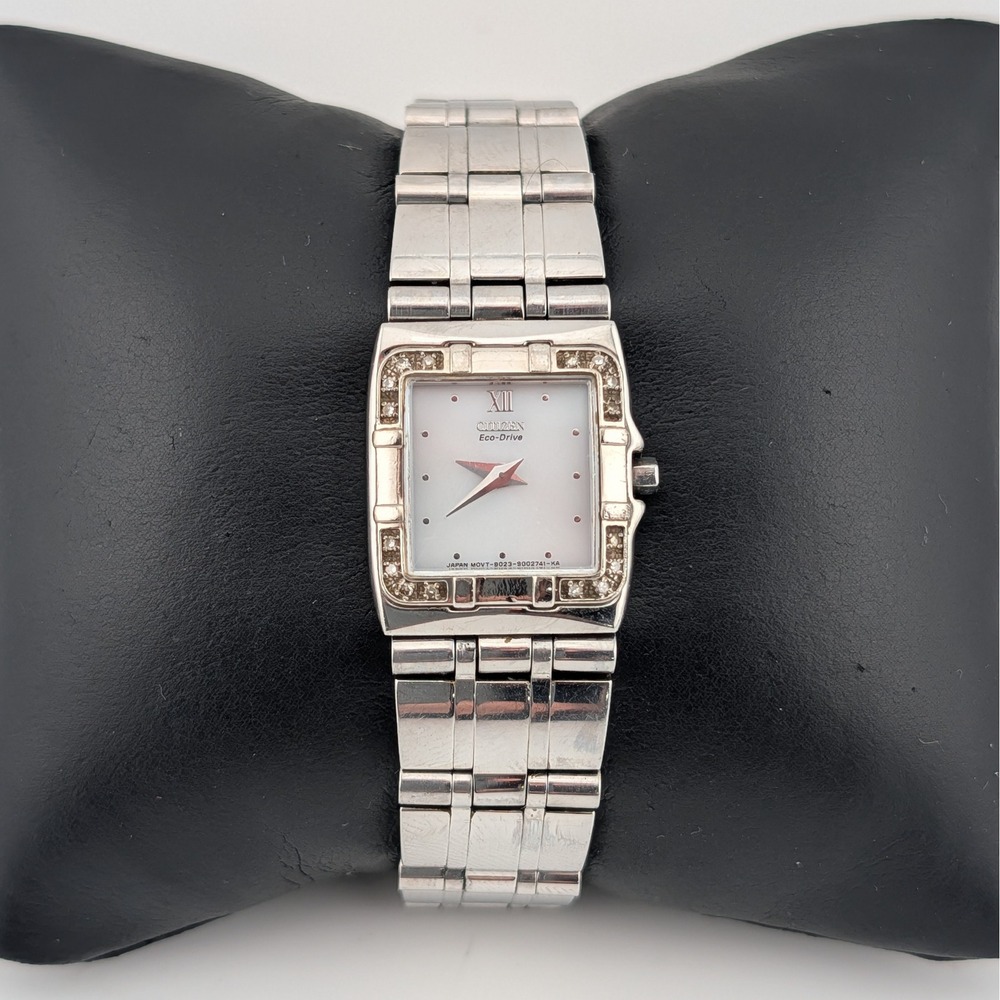 Citizen Eco-Drive B023-S001439 Square MOP Dial Women's Watch Crystal Accent SS